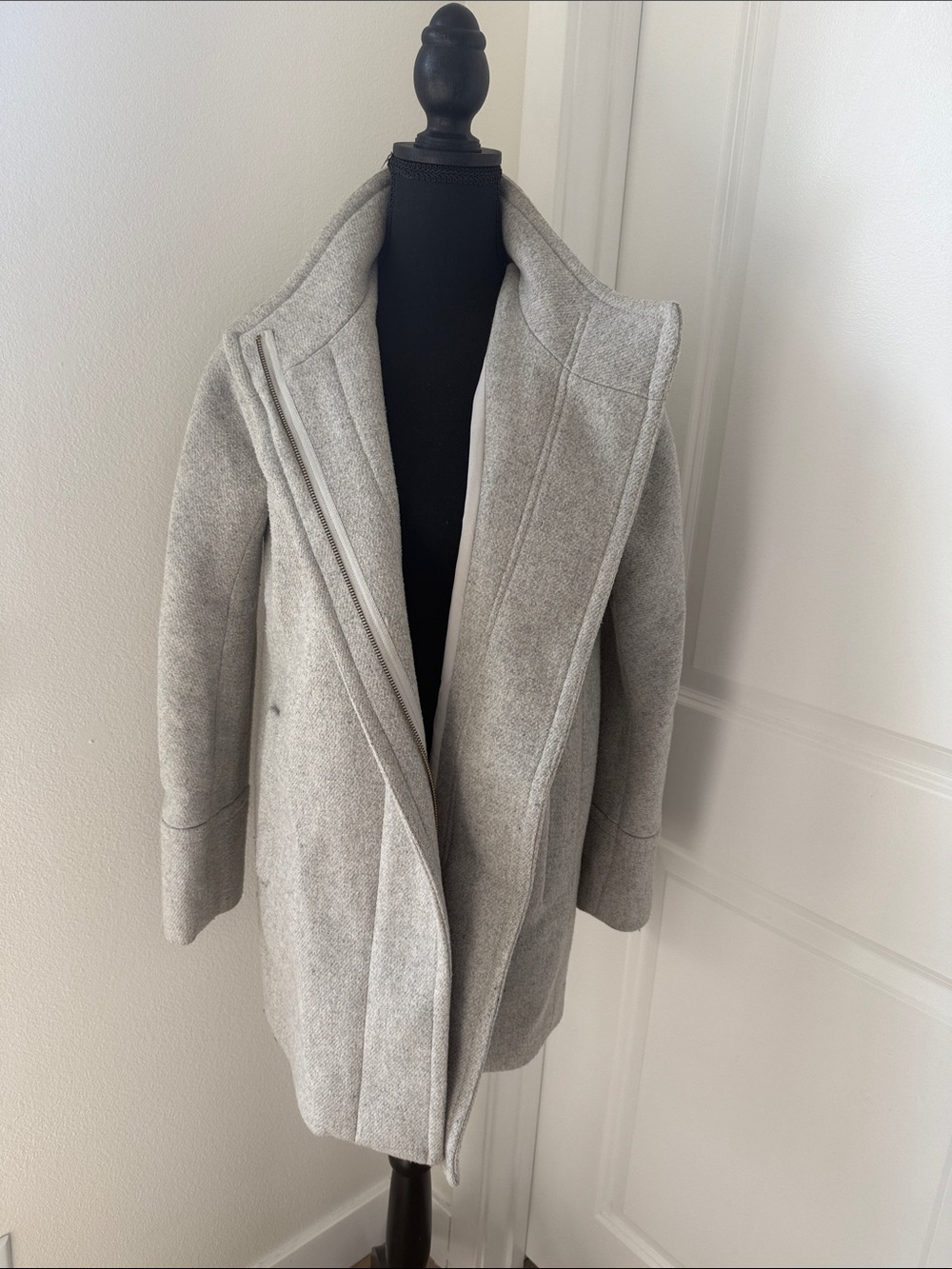 J Crew Women's Light Gray Open-Front Wool-Blend Cardigan Coat